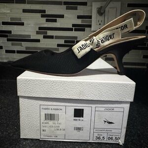 Dior Black Knit Slingback with J'Adior Ribbon